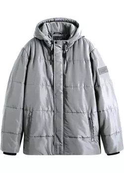 Стеганая куртка с капюшоном из переработанного полиэстера Bpc Bonprix Collection, серый