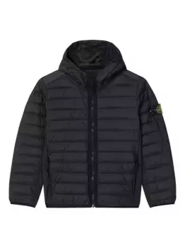 Стеганая куртка с капюшоном Stone Island Junior, черный