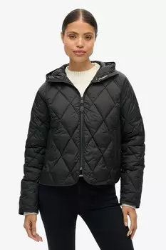 Стеганая куртка с капюшоном Superdry, черный