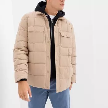Стеганая куртка с карманами Gap, бежевый
