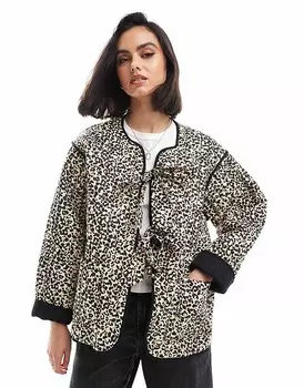 Стеганая куртка с леопардовым принтом ASOS DESIGN