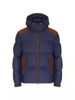 Стеганая куртка с логотипом Moncler, тёмно-синий