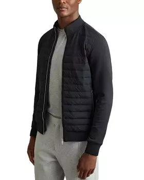 Стеганая куртка с молнией и полной молнией REISS Freddie из смеси хлопка интерлок, синий