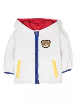 Стеганая куртка с нашивкой Teddy Bear Moschino Kids, белый