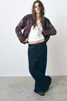 Стеганая куртка с принтом ZARA, разноцветный