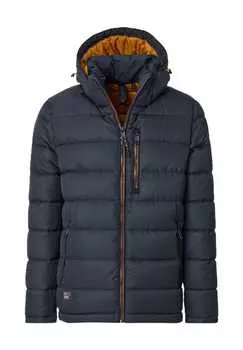 Стеганая куртка с регулируемым капюшоном и карманами на молнии Casamoda, синий