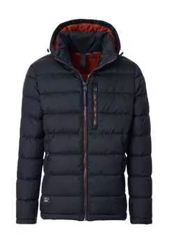 Стеганая куртка с регулируемым капюшоном и карманами на молнии Casamoda, синий