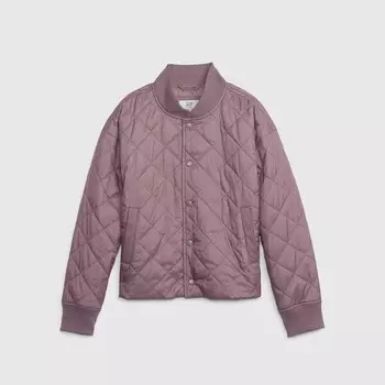Стеганая куртка с ромбовидным переплетением Gap, розовый