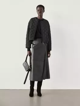 Стеганая куртка с ромбовидным узором Massimo Dutti, черный