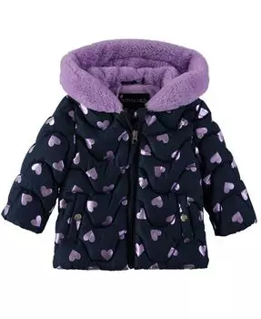 Стеганая куртка с варежками из фольги и сердечками для маленьких девочек Rothschild S Rothschild & CO, мультиколор