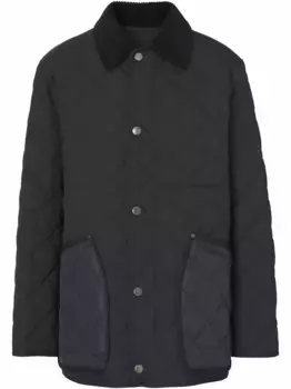 Стеганая куртка с вельветовым воротником BURBERRY, черный