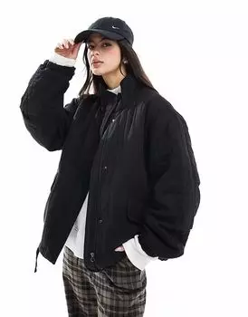 Стеганая куртка с воротником-стойкой ASOS DESIGN черного цвета