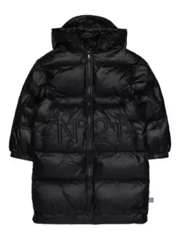 Стеганая куртка с вышитым логотипом N21 Kids, черный