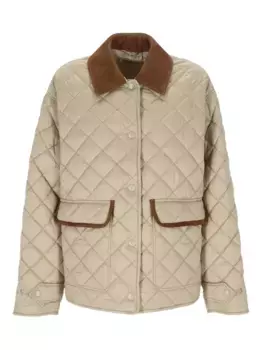 Стеганая куртка с замшевой отделкой MIU MIU, коричневый