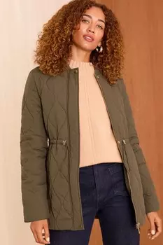 Стеганая куртка с завязками на талии Love & Roses, зеленый