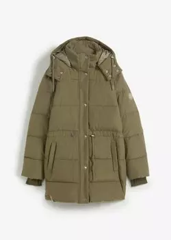 Стеганая куртка с завязкой на талии Bpc Bonprix Collection, зеленый