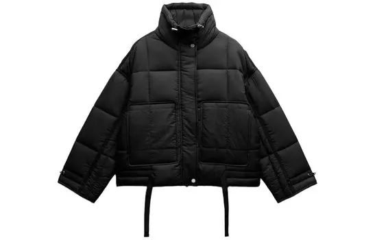 Стеганая куртка серии ZW женская черная Zara