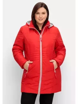 Стеганая куртка Sheego "больших размеров", с капюшоном, слегка утепленная и водоотталкивающая, красный