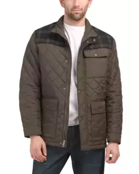 Стеганая куртка смешанной техники с бриллиантами Cole Haan Signature, цвет Olive