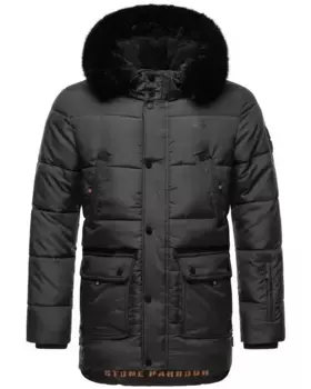 Стеганая куртка Stone Harbor "Mironoo", с капюшоном, стильная уличная куртка с большим капюшоном Stone Harbour, антрацит