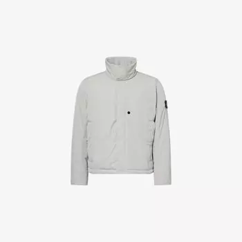 Стеганая куртка Stone Island из твила с логотипом-нашивкой, серый