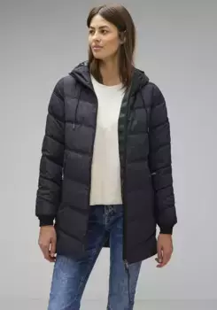 Стеганая куртка STREET ONE, с капюшоном, с водоотталкивающим тефлоновым покрытием, синий