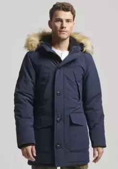 Стеганая куртка Superdry "EVEREST FAUX FUR HOODED PARKA", синий
