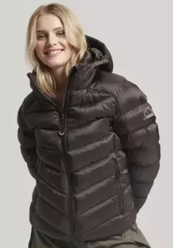 Стеганая куртка Superdry "HOODED FUJI PADDED JACKET", с капюшоном, коричневый