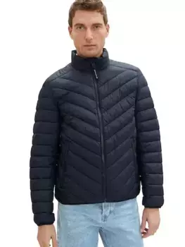 Стеганая куртка TOM TAILOR с логотипом на рукаве, синий