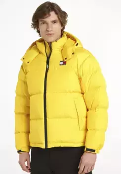 Стеганая куртка Tommy Jeans "TJM ALASKA PUFFER", с капюшоном, с фирменной этикеткой, цвет Star Fruit Yellow