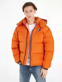 Стеганая куртка Tommy Jeans "TJM ALASKA PUFFER", с капюшоном, с фирменной этикеткой, цвет Bonfire Orange