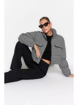 Стеганая куртка trendyol, черный/белый