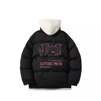 Стеганая куртка унисекс JCUI, Бежевый/Розовый Капюшон