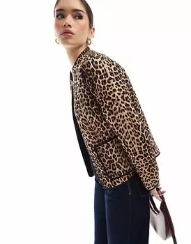 Стеганая куртка Vero Moda с леопардовым принтом - МУЛЬТИ