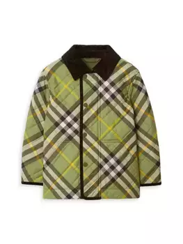 Стеганая куртка в клетку Little Kid's & Kid's Grayson Burberry, цвет artichoke
