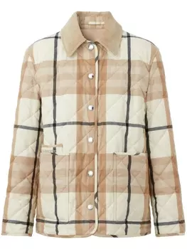 Стеганая куртка в клетку Vintage Check Burberry, бежевый