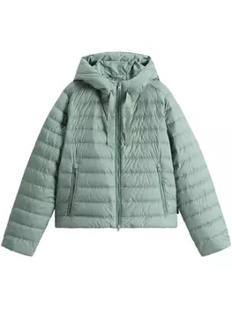 Стеганая куртка Woolrich с капюшоном, зеленый