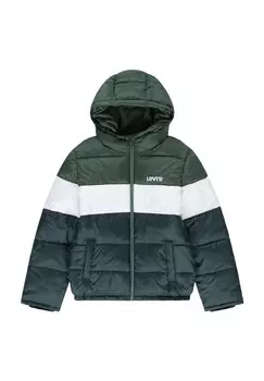 Стеганая куртка, воротник стойка, капюшон, детская Levi's, цвет B84 Bistro Green