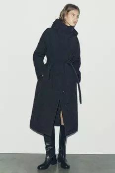 Стеганая куртка ZARA, черный
