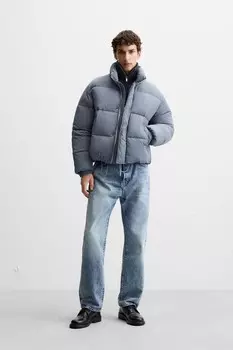 Стеганая куртка ZARA, светло-голубой