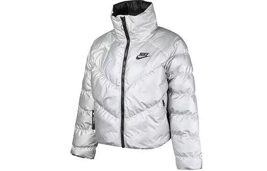 Стеганая куртка женская серебристая Nike, цвет Silver