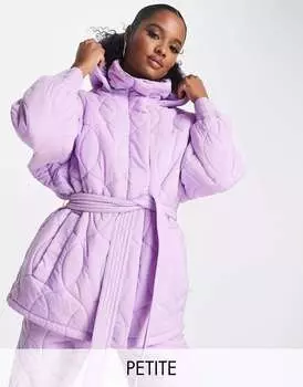 Стеганая лыжная куртка с поясом ASOS Petite