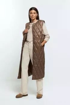 Стеганая майка River Island, коричневый