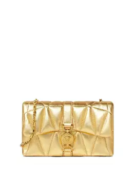 Стеганая металлическая сумка-клатч Versace, золотой