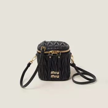 Стеганая микросумка из кожи наппа Miu Miu, черный