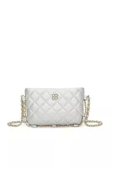 Стеганая мини-сумка через плечо из искусственной кожи с ромбовидным узором Clover Fontanella Fashion, серебро