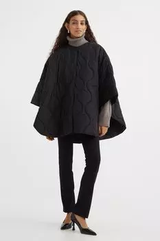 Стеганая накидка с шарфом H&amp;M, черный