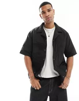 Стеганая нейлоновая рубашка с вышитым драконом черного цвета Criminal Damage