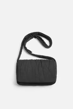 Стеганая нейлоновая сумка через плечо ZARA, черный