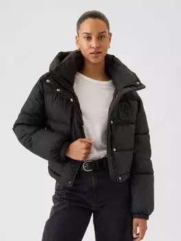 Стеганая непромокаемая укороченная куртка Gap, черный